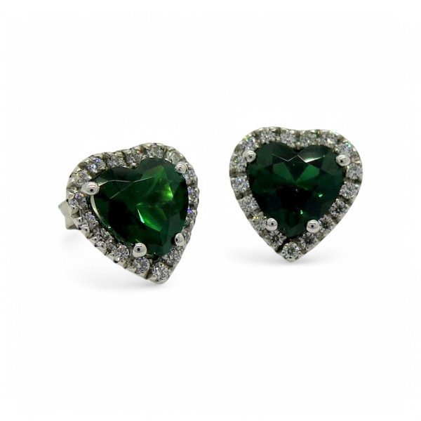 Orecchini cuore verde in argento 925