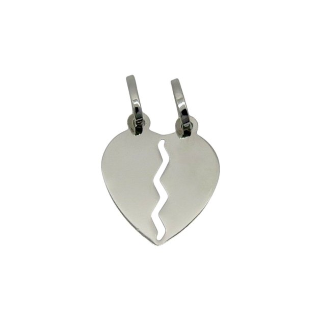 Ciondolo cuore spezzato in oro bianco 18 ct