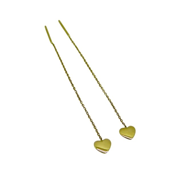 Orecchini pendenti cuoricini catena oro giallo 18 ct