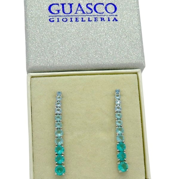 Orecchini tennis scalare sfumato azzurro in argento 925