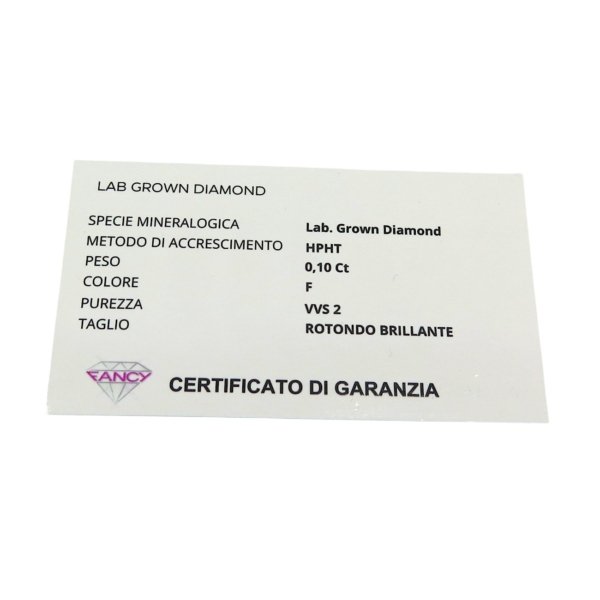 Fedina solitario diamante da laboratorio in argento 925