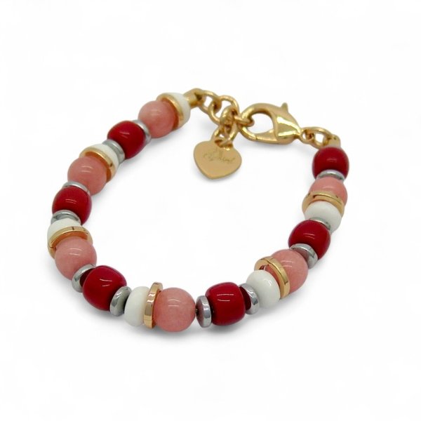Bracciale colore rosso rosa bianco placcato oro rosa