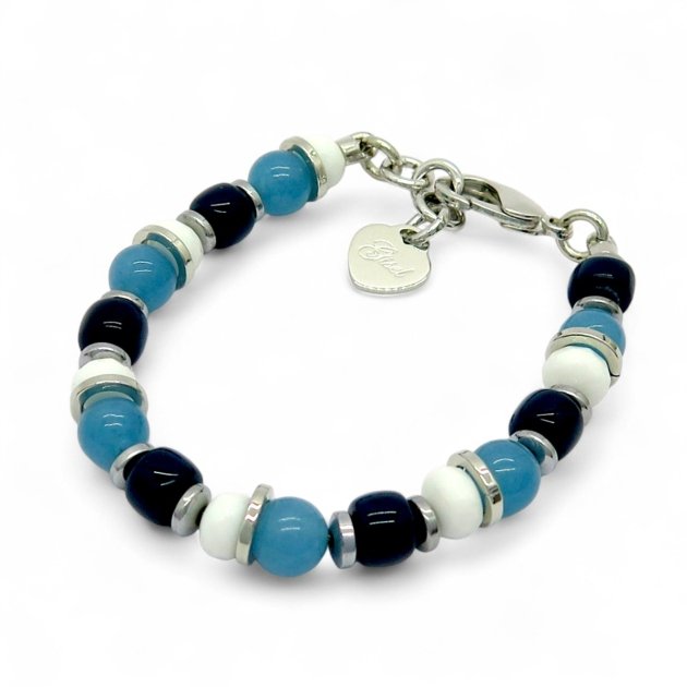 Bracciale estivo colore celeste blu bianco rodio