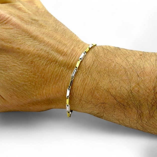Bracciale uomo bicolore in oro 18 ct