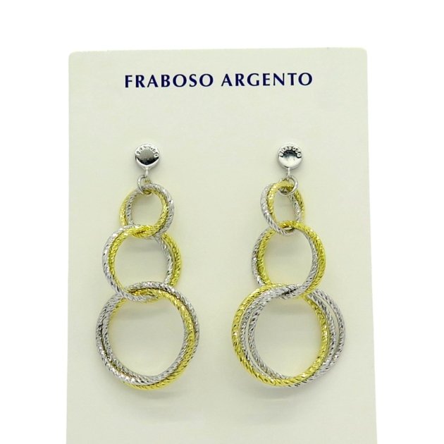 Orecchini Fraboso pendenti bicolore argento 925