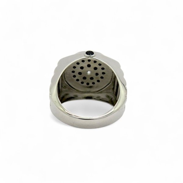 Anello orologio in argento e pietre nere