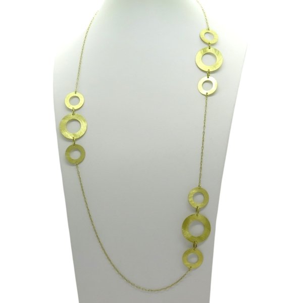Collana lunga 90 cm cerchi in argento dorato