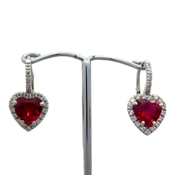 Orecchini monachella cuore rosso contorno in argento 925