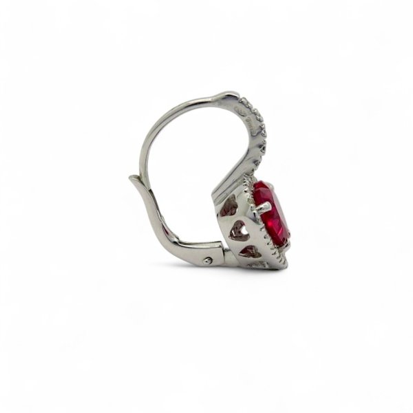 Orecchini monachella cuore rosso contorno in argento 925