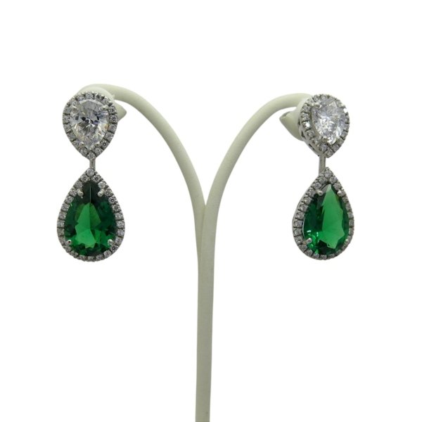 Orecchini pendenti goccia verde color smeraldo in argento 925