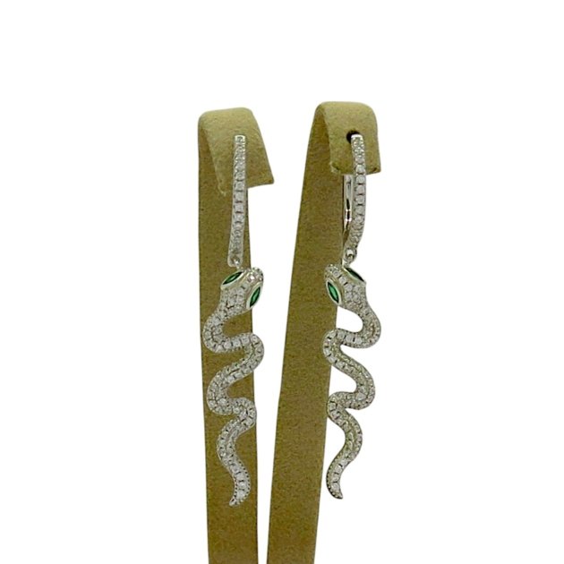 Orecchini pendenti serpente cerchietto argento 925