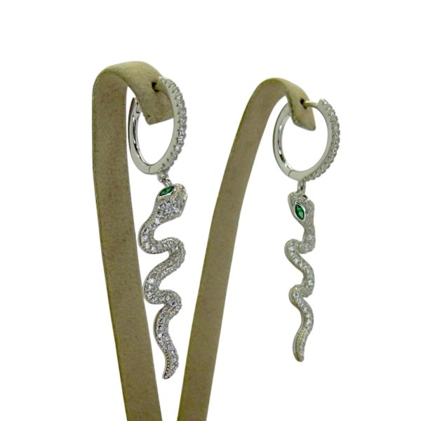 Orecchini pendenti serpente in argento 925