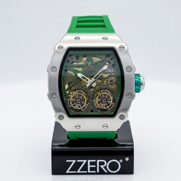 Orologio verde e acciaio tonneau automatico Zzero
