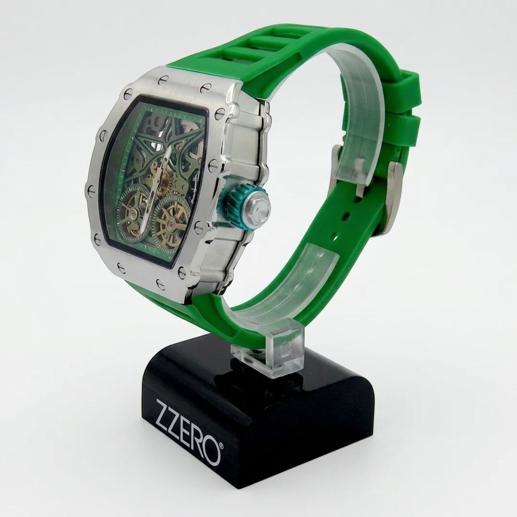 Orologio verde e acciaio tonneau automatico Zzero