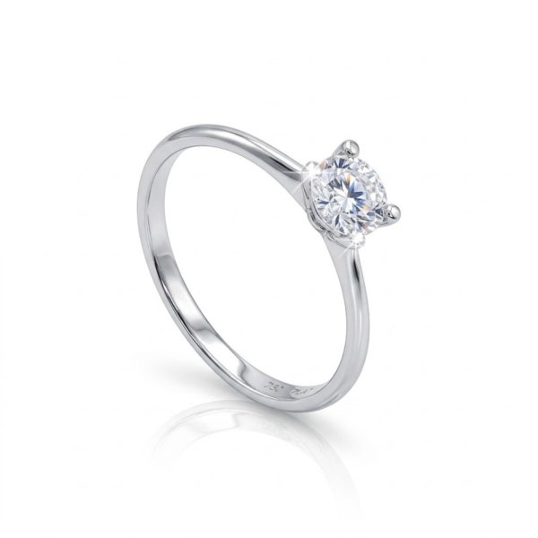 Anello solitario fidanzamento in oro bianco e zircone