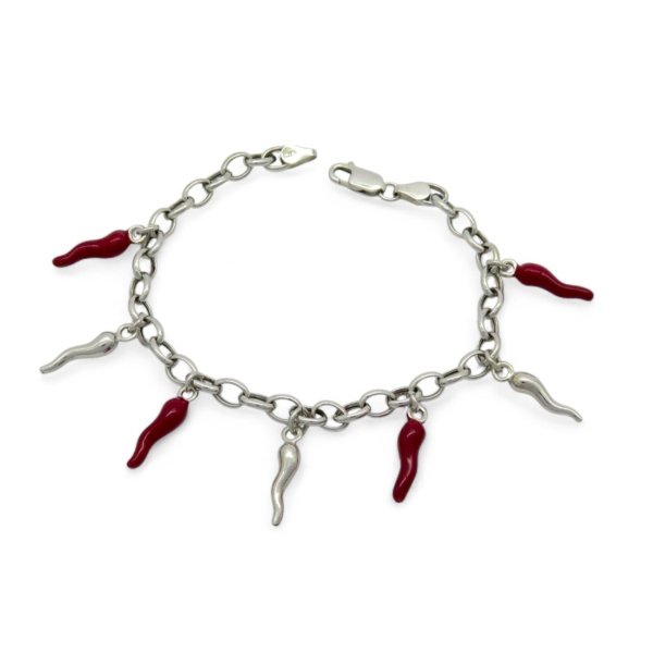 Bracciale charms peperoncini in argento 925