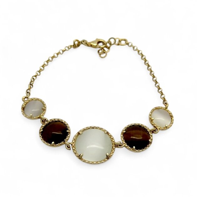 Bracciale cristalli bianco e marrone in argento 925 placcato rosè