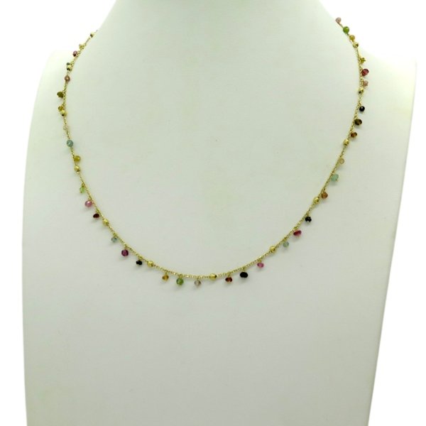 Collana pietre dure in oro giallo 18 ct