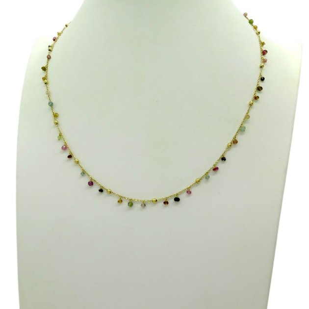 Collana pietre dure in oro giallo 18 ct