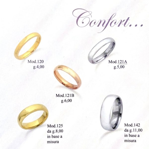 Fedi nuziali confort in oro