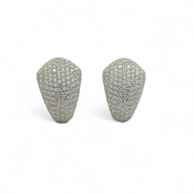 Orecchini boccole pavè in argento 925 e pietre zirconi