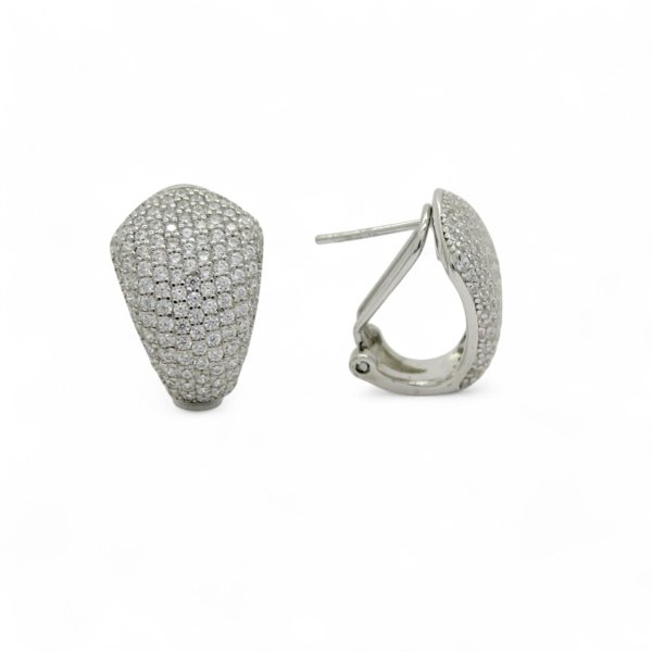 Orecchini boccole pavè in argento 925 e pietre zirconi