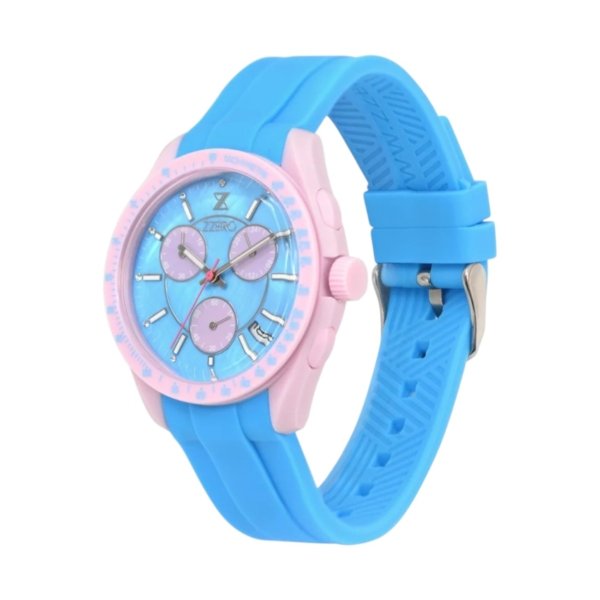Orologio estivo azzurro e rosa cinturino in gomma Zzero