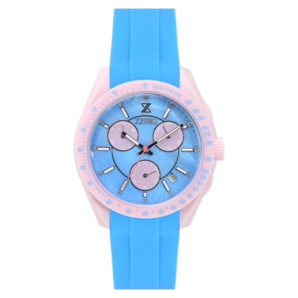 Orologio estivo azzurro e rosa cinturino in gomma Zzero