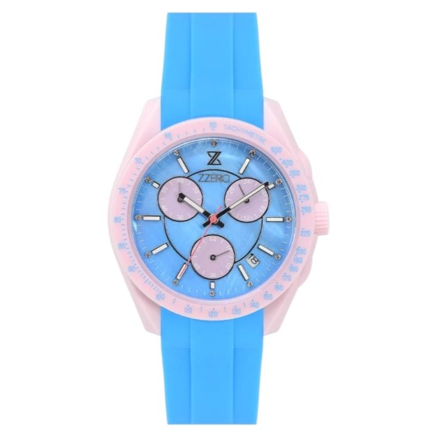 Orologio estivo azzurro e rosa cinturino in gomma Zzero
