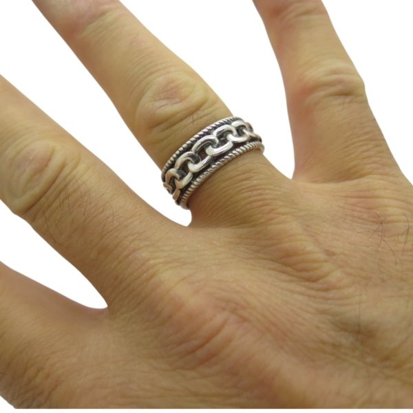 Anello uomo groumette gambo aperto in argento 925