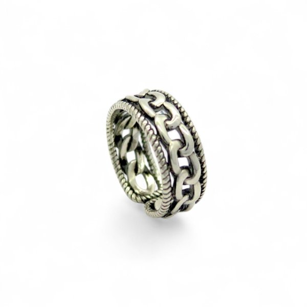 Anello uomo groumette gambo aperto in argento 925