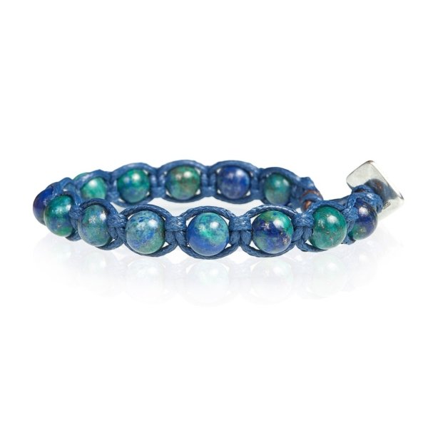 Bracciale tibetano Lapis Afgano cordura blu chiusura in argento 925