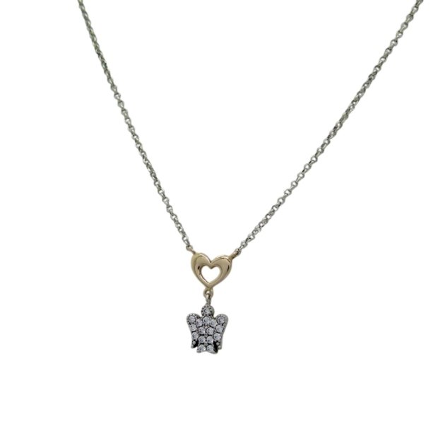 Collana angioletto e cuore in argento Roberto Giannotti