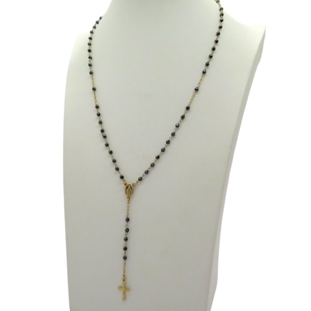 Collana rosario grani ematite in argento 925