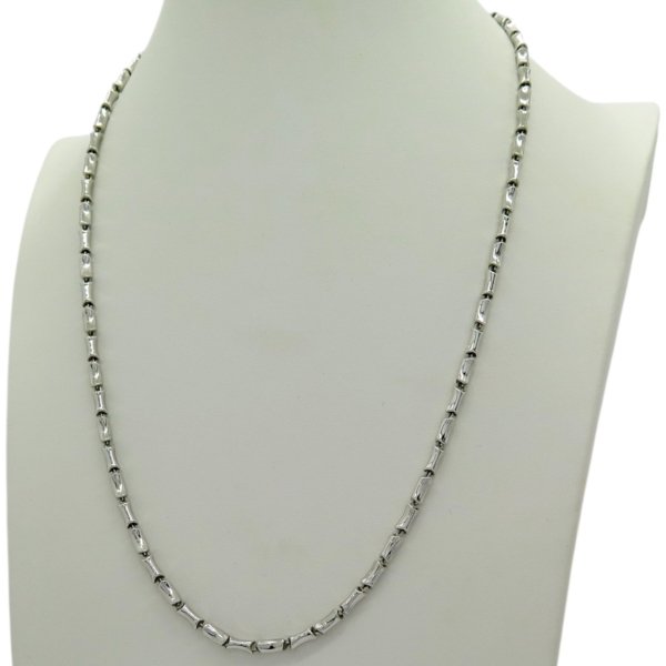 Collana uomo barilotti 50 cm in argento 925 rodio