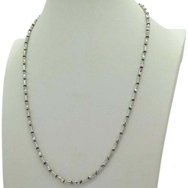 Collana uomo barilotti 50 cm in argento 925 rodio