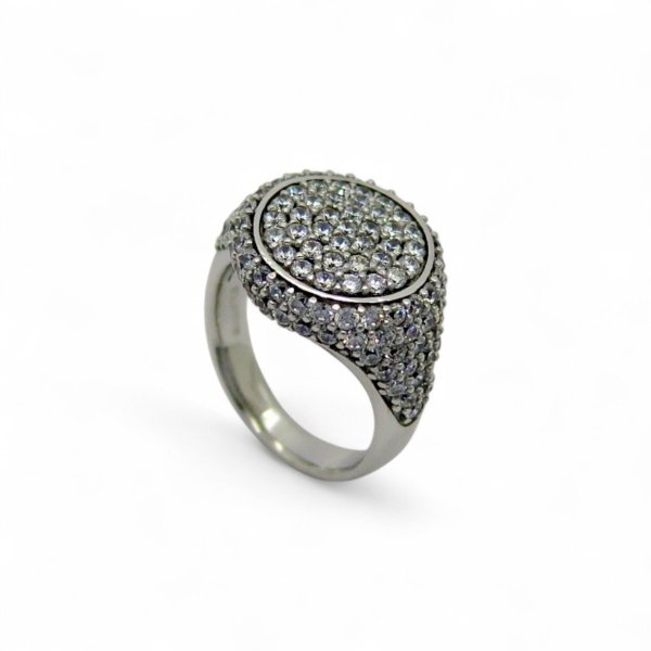Anello scudo mignolino argento e zirconi