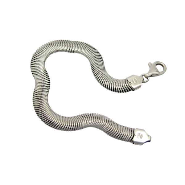 Bracciale uomo coda di topo piatta morbido argento