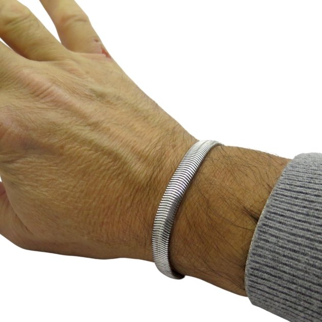 Bracciale uomo coda di topo piatta morbido argento