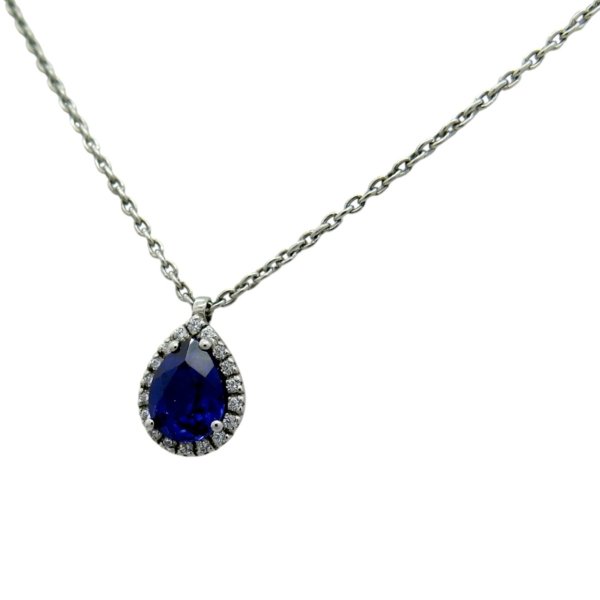 Collana ciondolo goccia blu argento 925