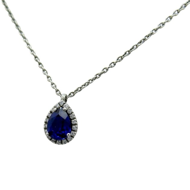 Collana ciondolo goccia blu argento 925