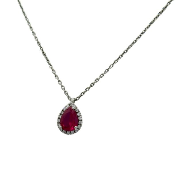 Collana ciondolo goccia rossa argento 925