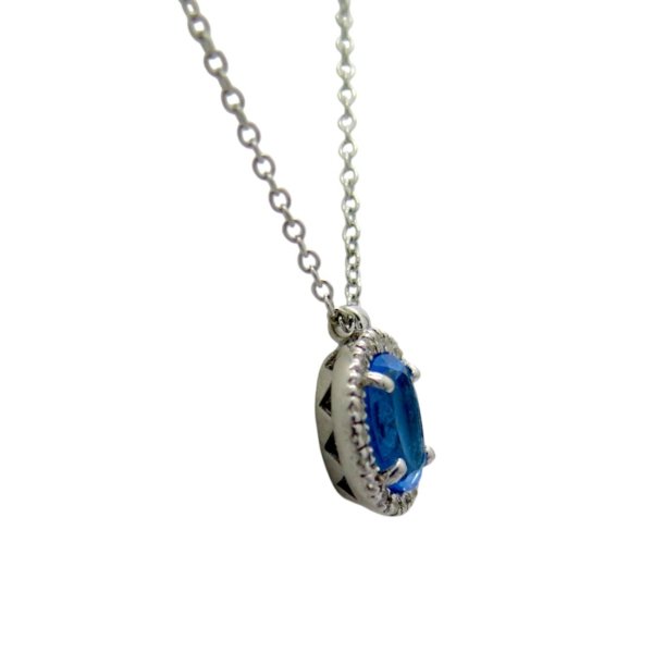 Collana contorno centro Azzurro argento 925 e zirconi