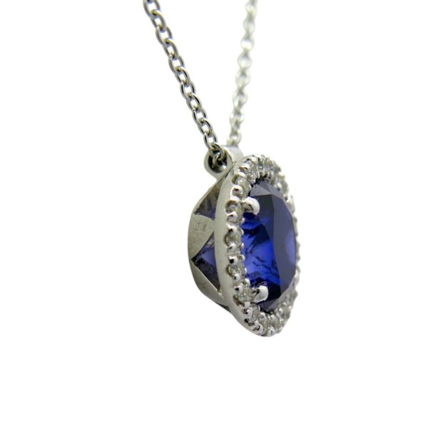 Collana contorno centro blu argento 925 e zirconi
