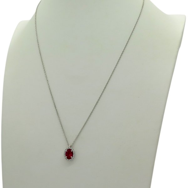 Collana contorno centro rosso argento 925 e zirconi