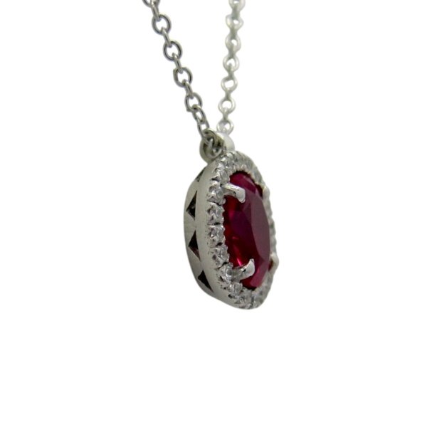 Collana contorno centro rosso argento 925 e zirconi