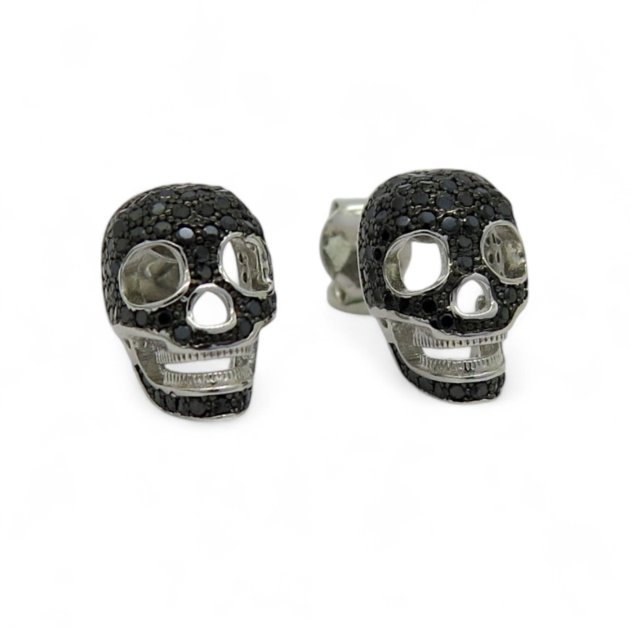 Orecchini teschio pietre nere argento 925