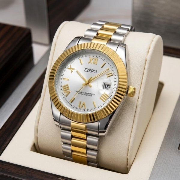Orologio dorato e acciaio Zzero classic prestige date