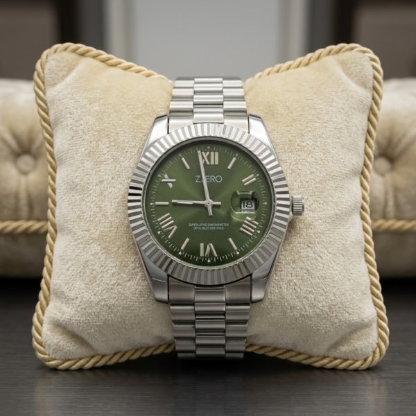 Orologio quadrante verde Zzero classic prestige date in acciaio