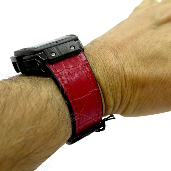 Orologio tonneau cinturino in pelle rosso Zzero